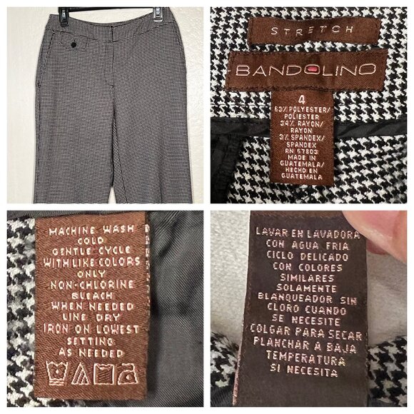 Bandolino Size 4 Stretch Houndstooth Dress Pants Polyester Blend Black & White - Picture 10 of 16